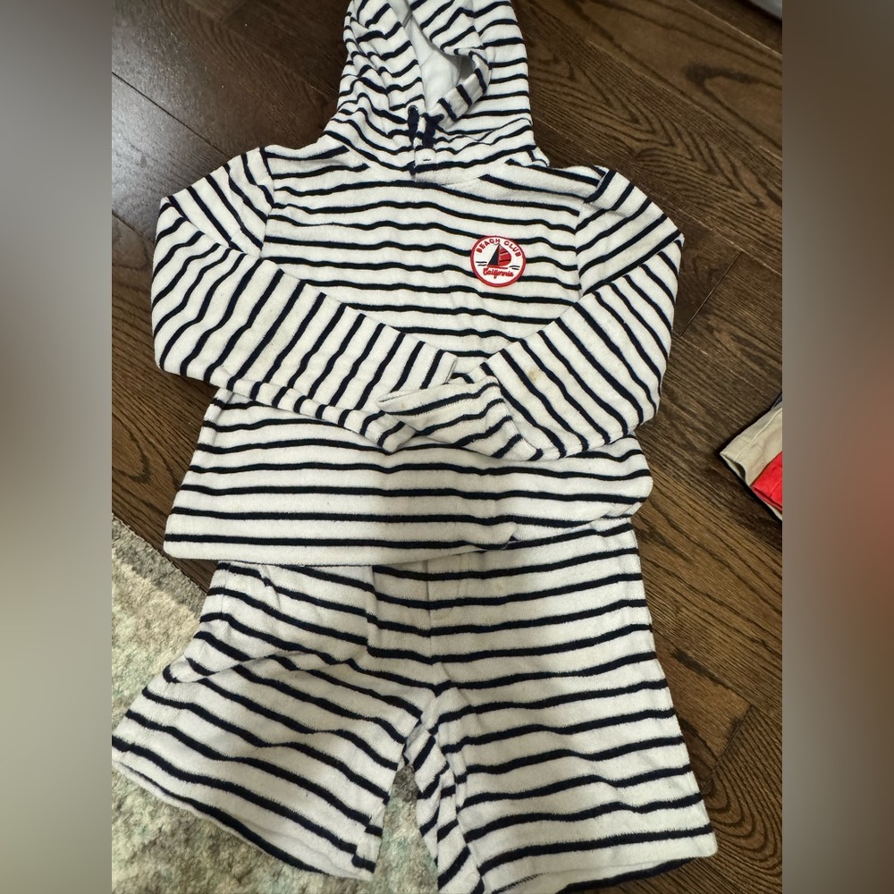 Janie and Jack Navy Striped terry Set for boys